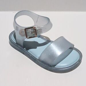 Mini Melissa Mar Sandal-Size 6-Jelly-Light Blue-Glitter-Hook & Loop Closure